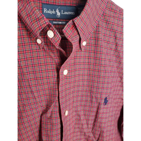 Lauren Ralph Lauren Other - Ralph Lauren Men's 15.5‎ M Custom Fit Red Plaid Long Sleeve Button Down Shirt